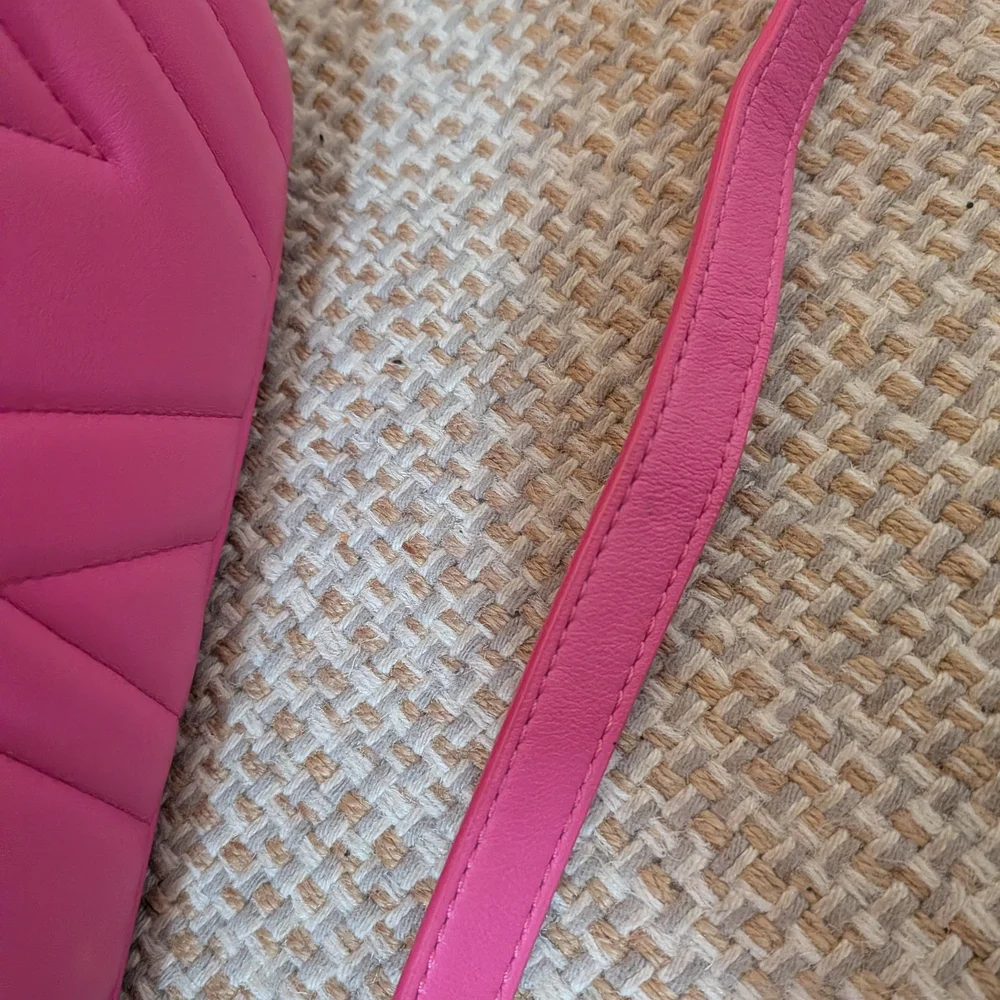 Stuart Weitzman Vibrant Pink Crossbody Bag with Gold Details, See Pics For Flaws - Picture 11 of 17